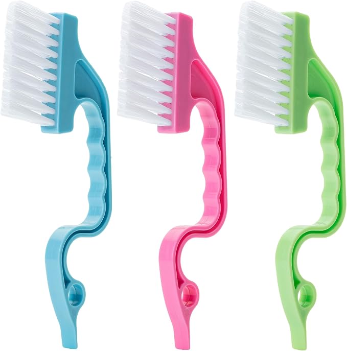 Slick- Window Track Cleaning Brush, 3 Pack, Ergonomic Handle, Built-in Scraper by SlickSolutions