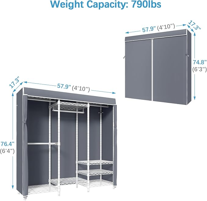 VIPEK V5C Covered Clothes Rack Heavy Duty Portable Closet Wardrobe, - Image 5