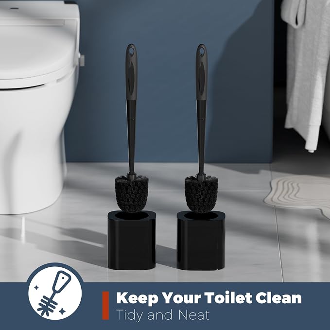 Toilet Brush, 2 Pack Toilet Brush and Holder Set Bathroom Accessories, Toilet - Image 4