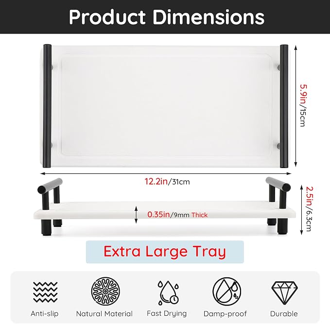 Segbeauty 12x6 Sink Caddy, Large Bathroom Tray Stone Drying Mat - Image 5