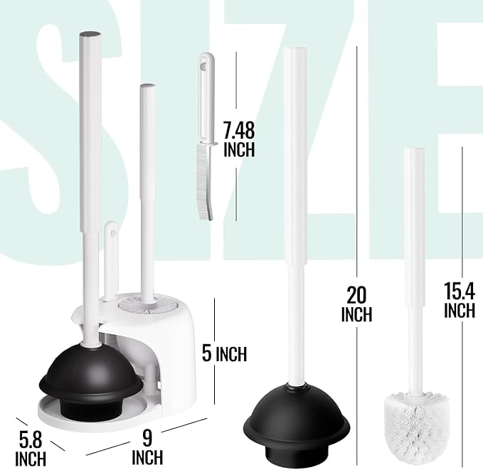 3PACK 4 in 1 Toilet Brush and Plunger Set - Image 2