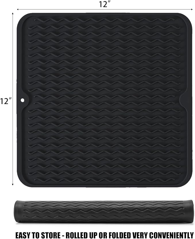 Silicone Dish Drying Mat, Non-Slip Easy Clean Sink Mat Large Heat-resistant - Image 2