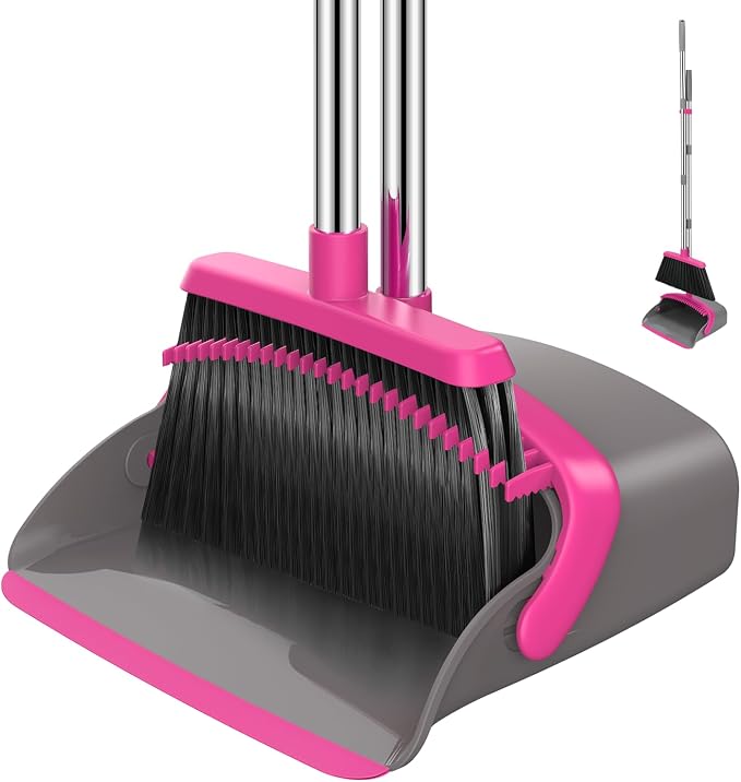 NACENA Broom and Dustpan Set, 52-in Long Adjustable Handle Broom Dustpan Combo by NACENA