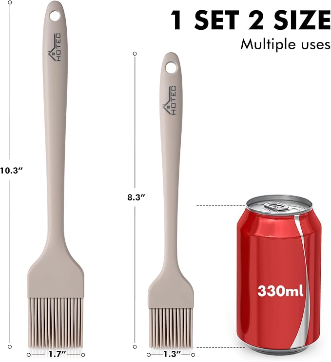 HOTEC Basting Brushes Silicone Heat Resistant Pastry Brushes Spread Oil Butter - Image 2