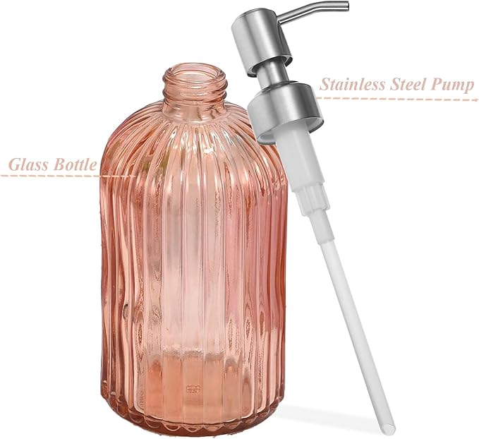 14Oz Amber Soap Dispenser Bathroom, Refillable Dish Soap Dispenser - Image 2