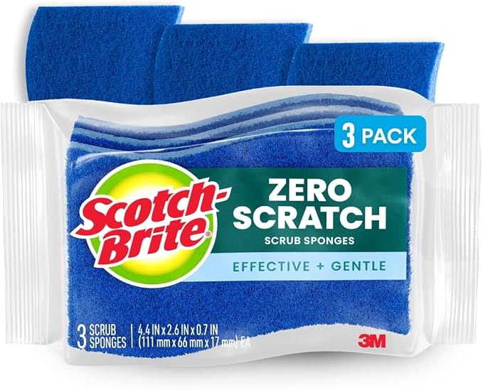 Scotch-Brite Zero Scratch Scrub Sponge, 3 Kitchen Sponges by Scotch-Brite