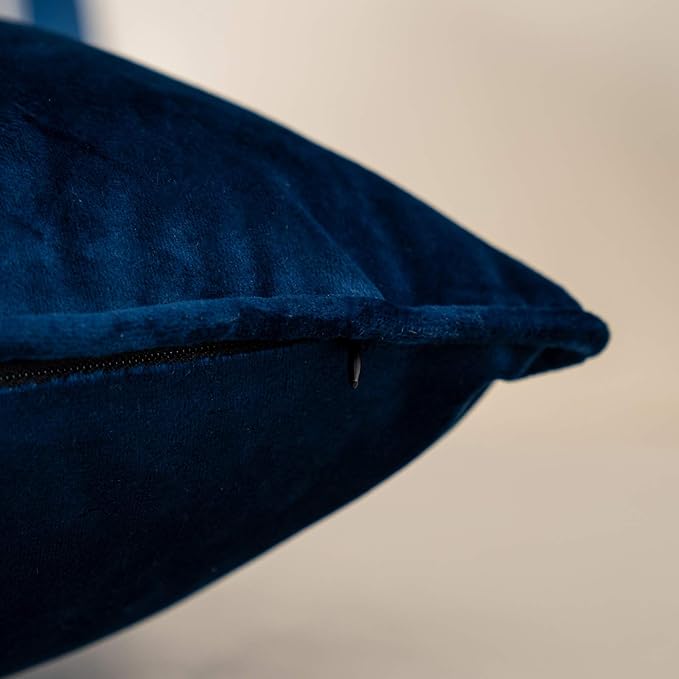 Yangest Navy Blue Striped Patchwork Throw Pillow Cover Silver Leather Cushion Cover Zippered Pillowcase for Sofa Couch Bedroom Living Room Home Decoration,18x18 Inch