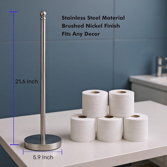 Toilet Paper Holder Stand Holding Up to 5 Paper Rolls, Free-Standing Spare - Image 3
