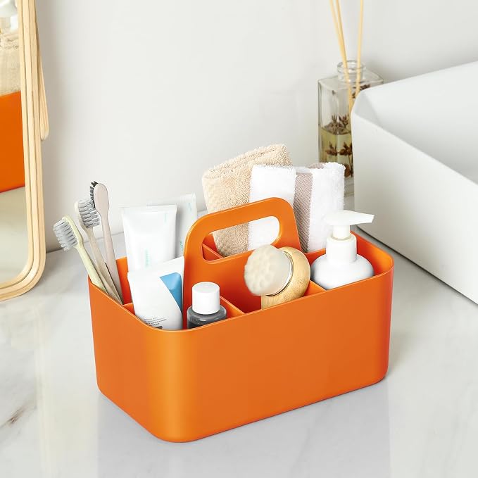 Multiuse Caddy Organizer with Handle, Stackable Plastic Tote Bin - Image 3