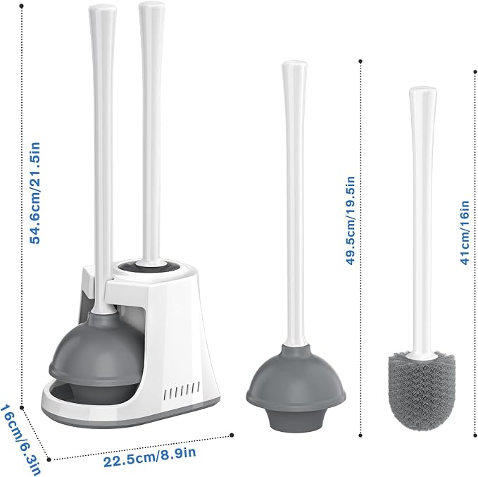 Toilet Plunger and Brush with Holder, Bowl Brush and Heavy Duty Toilet Plunger - Image 7