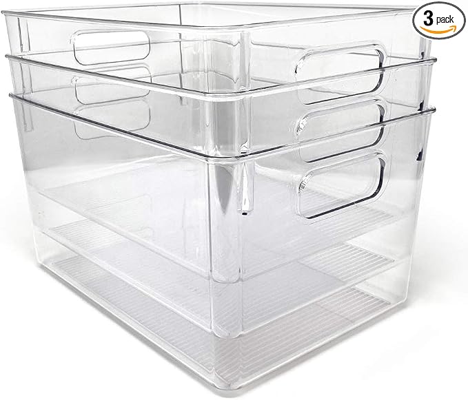 Isaac Jacobs 3-Pack Large Clear Storage Bins by IsaacJacobs