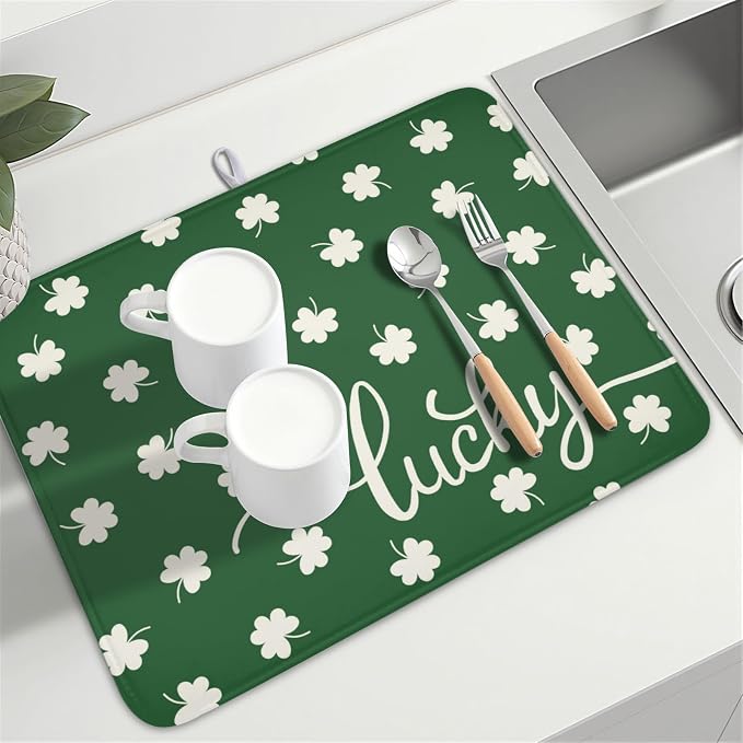 St Patricks Day Lucky Clover Dish Drying Mats - Image 8