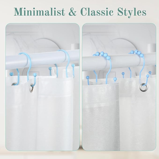 Goowin Shower Curtain Hooks, Stainless Steel Shower Curtain Hangers, Metal - Image 7
