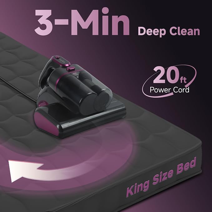 Mattress Bed Vacuum Cleaner 16Kpa Strong Suction, 20ft Corded Couch Cleaner - Image 3