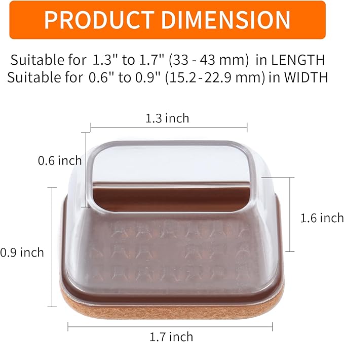 Ezprotekt 24 Pcs Rectangle Clear Silicone Chair Leg Floor Protectors Caps - Image 2