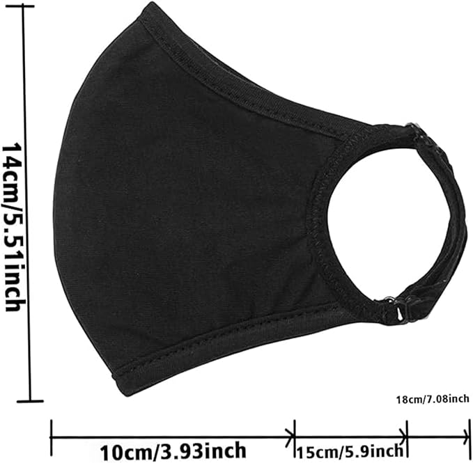 Black Cloth Face Mask 3 Pack, Reusable and Breathable Face Covering - Image 2