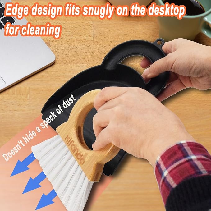 Mini Broom and Dustpan for Housekeeping-Bamboo Handle Small Broom and Dustpan - Image 6