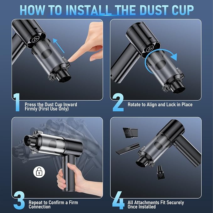 Car Vacuum Portable Cordless, 35000Pa High Power Brushless Motor Handheld Vacuum - Image 7