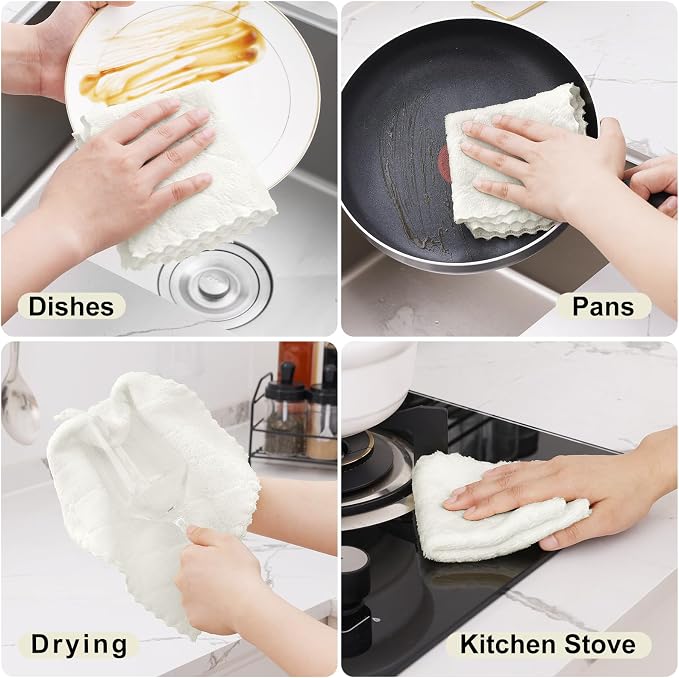 Homaxy 12 Pack Kitchen Dish Cloths, Super Soft and Absorbent Coral Velvet Dish - Image 4