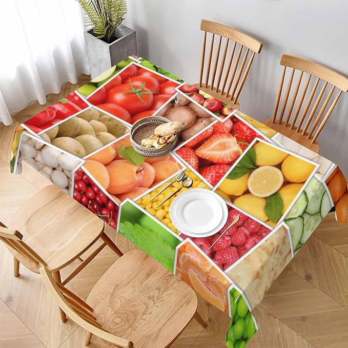 Fruits Vegetables Party Table Cloth Rectangle Table Apples Oranges Lemons - Image 3