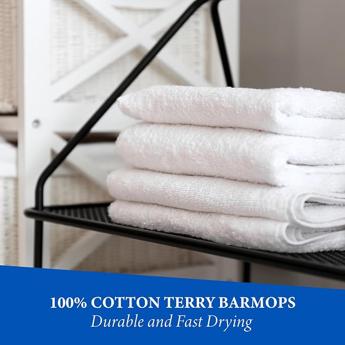 GREEN LIFESTYLE Terry Kitchen Bar Mops Kitchen Towel 12 Pack, Pure Cotton White - Image 4