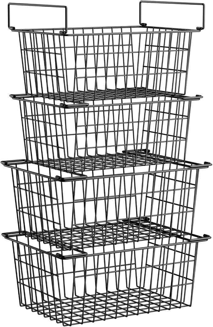 Freezer Organizer Bins, Large Capacity Stackable Baskets by Homics