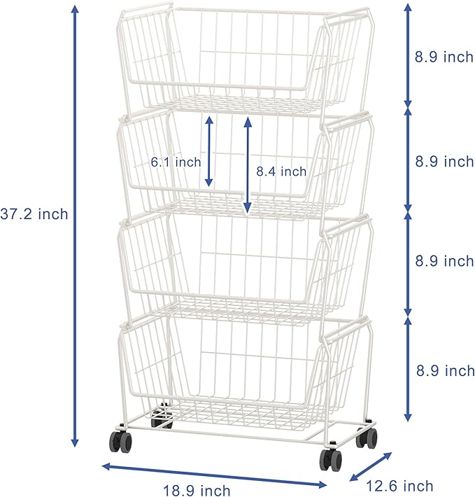PUSDON Stackable Metal Storage Carts, Dual Use Shelf - Image 5