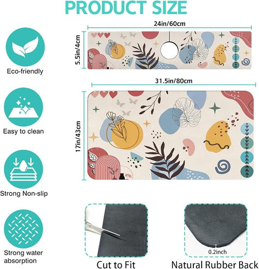 Dish Drying Mat for Kitchen Counter Matt, Super Absorbent Non-slip Rubber Backed - Image 2