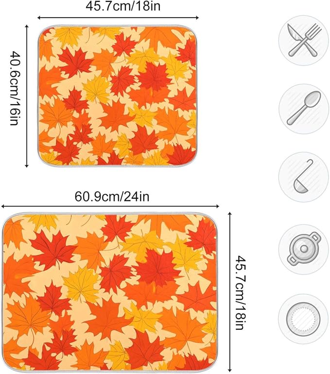 Autumn Maple Leaves Thanksgiving Dish Drying Mat - Image 5