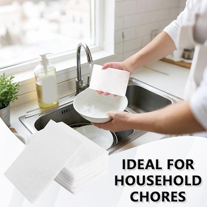 12PCS White Non Woven Pads & Non Scratch Scrubbing Pads 4x6 Inch Light Duty - Image 4