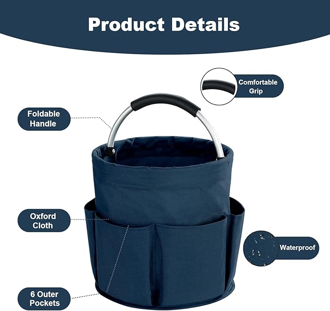 17L Cleaning Caddy with Handle, Cleaning Supplies Organizer, Foldable Storage - Image 5