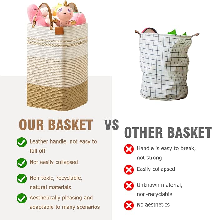 danpinera 100L Nursery Hamper, Tall Woven Laundry Basket - Image 7