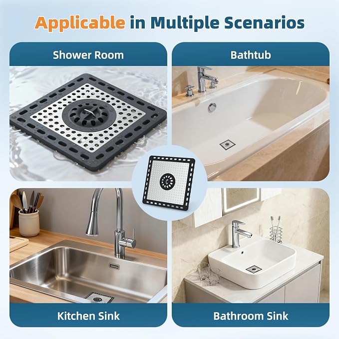 Hibbent 2 Pack Upgraded Shower Drain Hair Catcher, Shower Drain Cover - Image 6