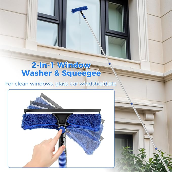 26ft High Reach Duster Kit, Aluminum 5-20ft Fan & Window Cleaner Set, Versatile - Image 6