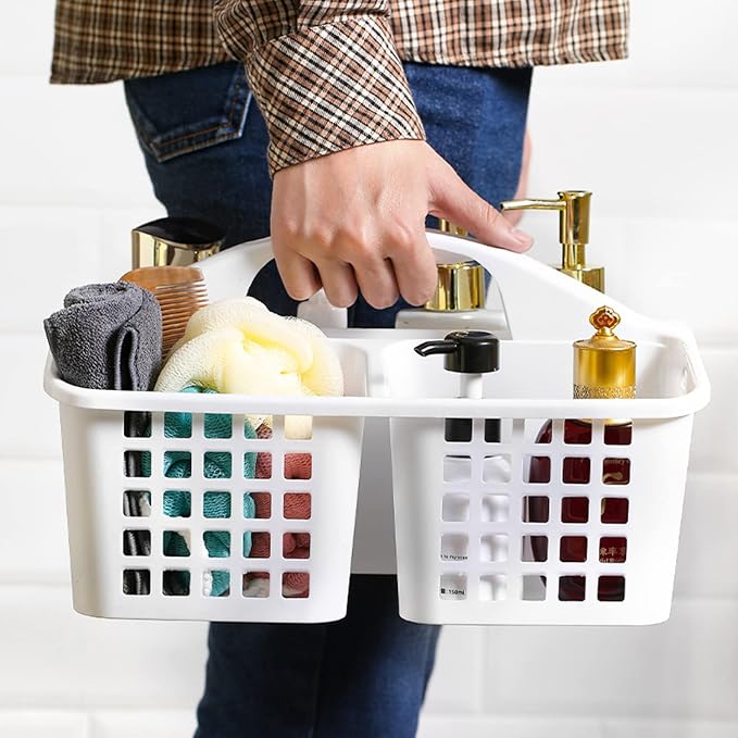 Haundry 3 Compartments Plastic Shower Caddy Basket, Portable Divided Cleaning - Image 4