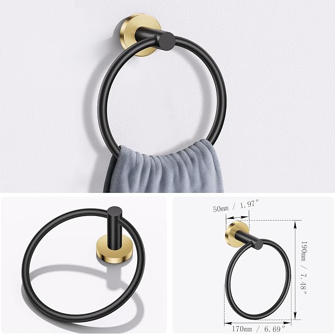 Lairuier Bathroom Hardware Set, 4-Piece Towel Holder Set Include Toilet Paper - Image 4