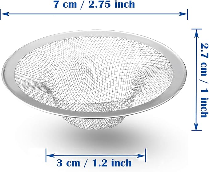 50 pcs Heavy Duty Stainless Steel Slop Basket Filter Trap, 2.75" Top / 1" Mesh - Image 2