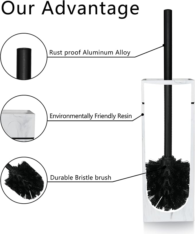 Black Line Design Resin Toilet Bowl Holder and Brush Set, Stylish Bathroom - Image 2