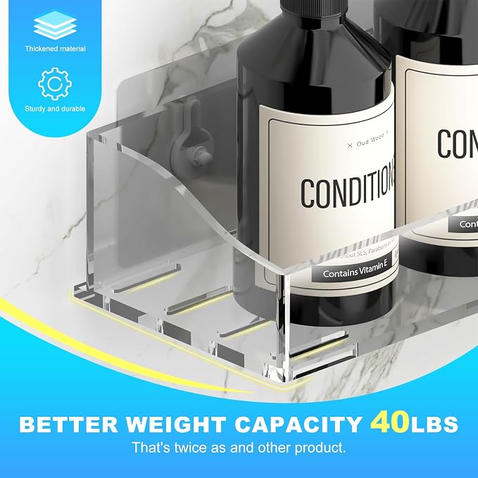 Acrylic Shower Shelves 3 Pack, Versatile Caddy - Image 4