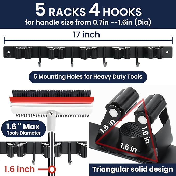 Piyl Mop and Broom Holder Wall Mount - Image 2