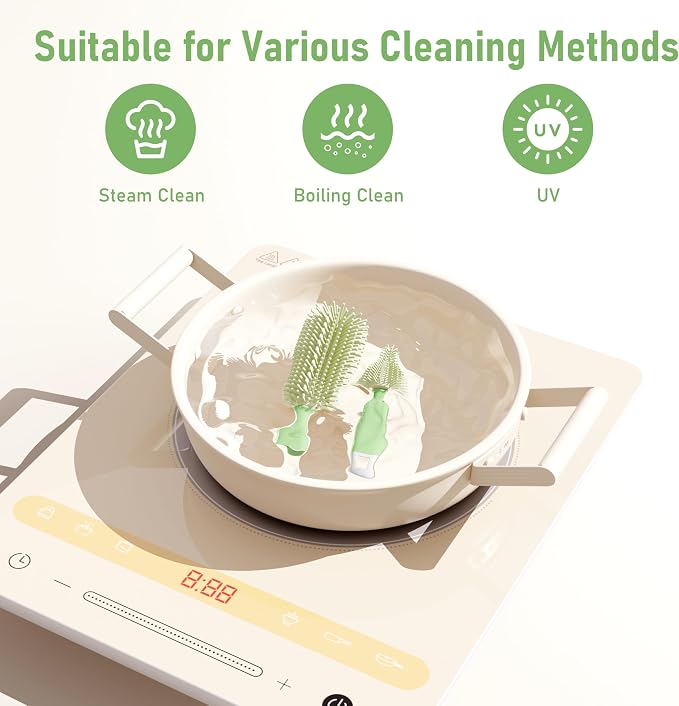 Baby Bottle Brush Set with Drying Rack, Portable Silicone Bottle Cleaner Kit - Image 5