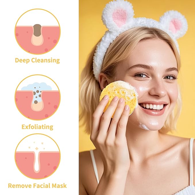 100-Count Compressed Facial Sponges, Natural Cosmetic Spa Sponges - Image 6