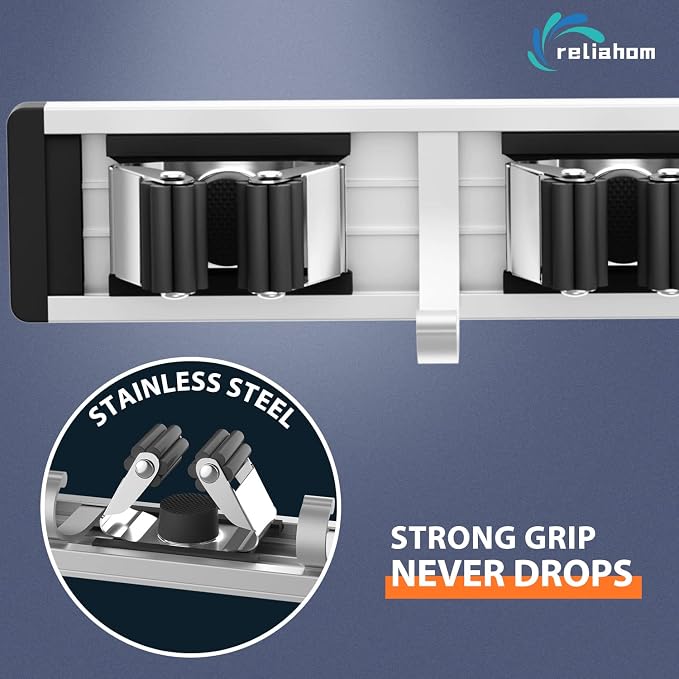 reliahom Broom Holder Wall Mount, 2 Pack 5 Racks - Image 3