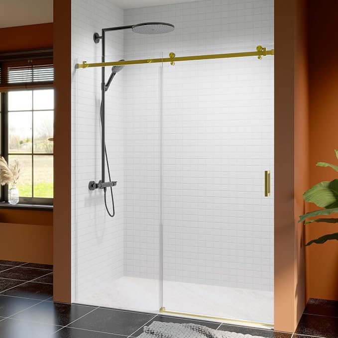 56-60 Inch Frameless Sliding Shower Door, 5/16" Clear Tempered Glass, Smooth by EZONTEQ