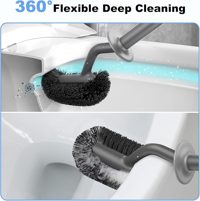 HAMITOR Toilet Bowl Brush Holder Set: Curved Design - Image 4