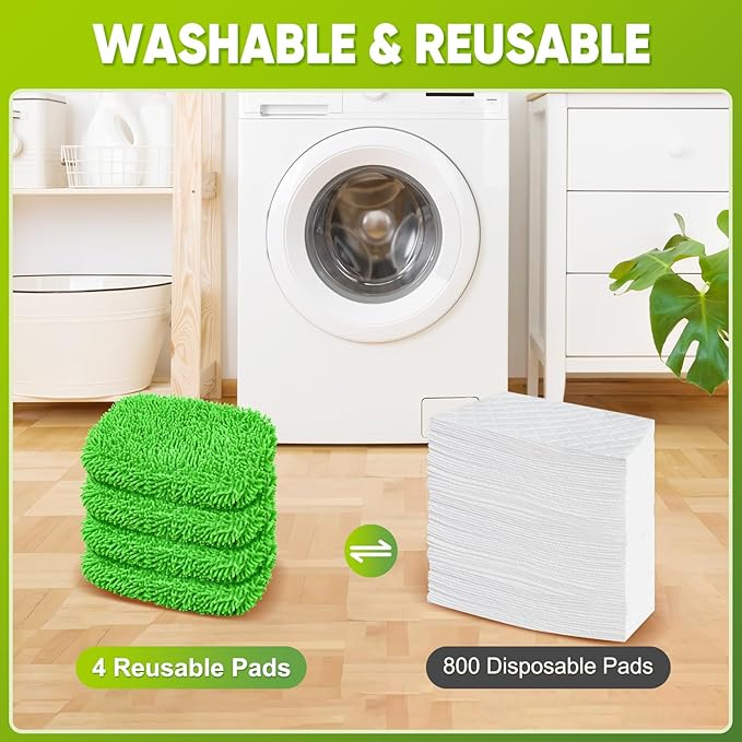 Reusable Mop Pads Fit Swiffer Sweeper, Washable Wet Mopping Cloths & Dry - Image 5