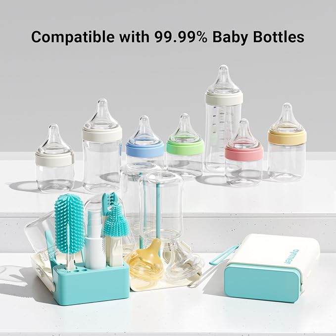 Baby Bottle Brush Cleaner Set - 10 in 1 Travel Bottle Cleaning Brush Kit - Image 9