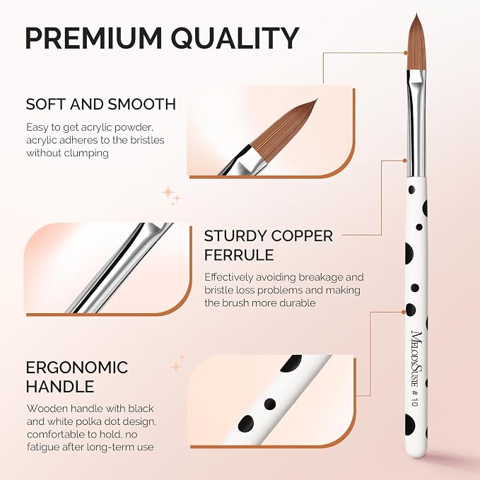 MelodySusie 3Pcs Acrylic Brush Set, Size 8/10/14 Professional Pen - Image 4