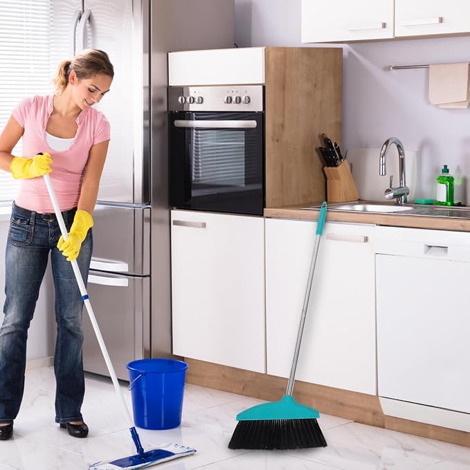 Cabilock Soft Bristle Indoor Broom Stainless Steel Handle Heavy Duty Floor - Image 4