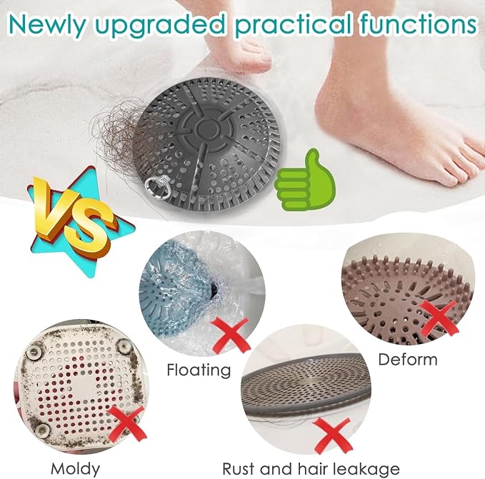 Shower Drain Hair Catcher, 5.5in Shower Hair Catcher Large Premium Silicone - Image 5